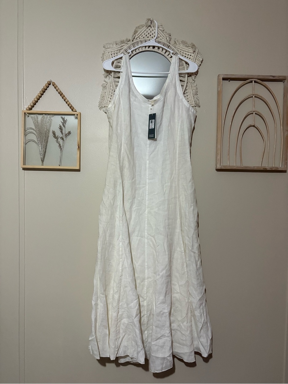 Eileen Fisher White 100% Linen Handkerchief Dress NWT